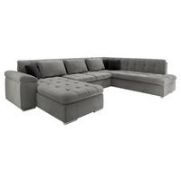WOHNLANDSCHAFT Niko Bis Lux, Seite: Links - Grau, Holz/Textil (348/76/205cm) - MIRJAN24