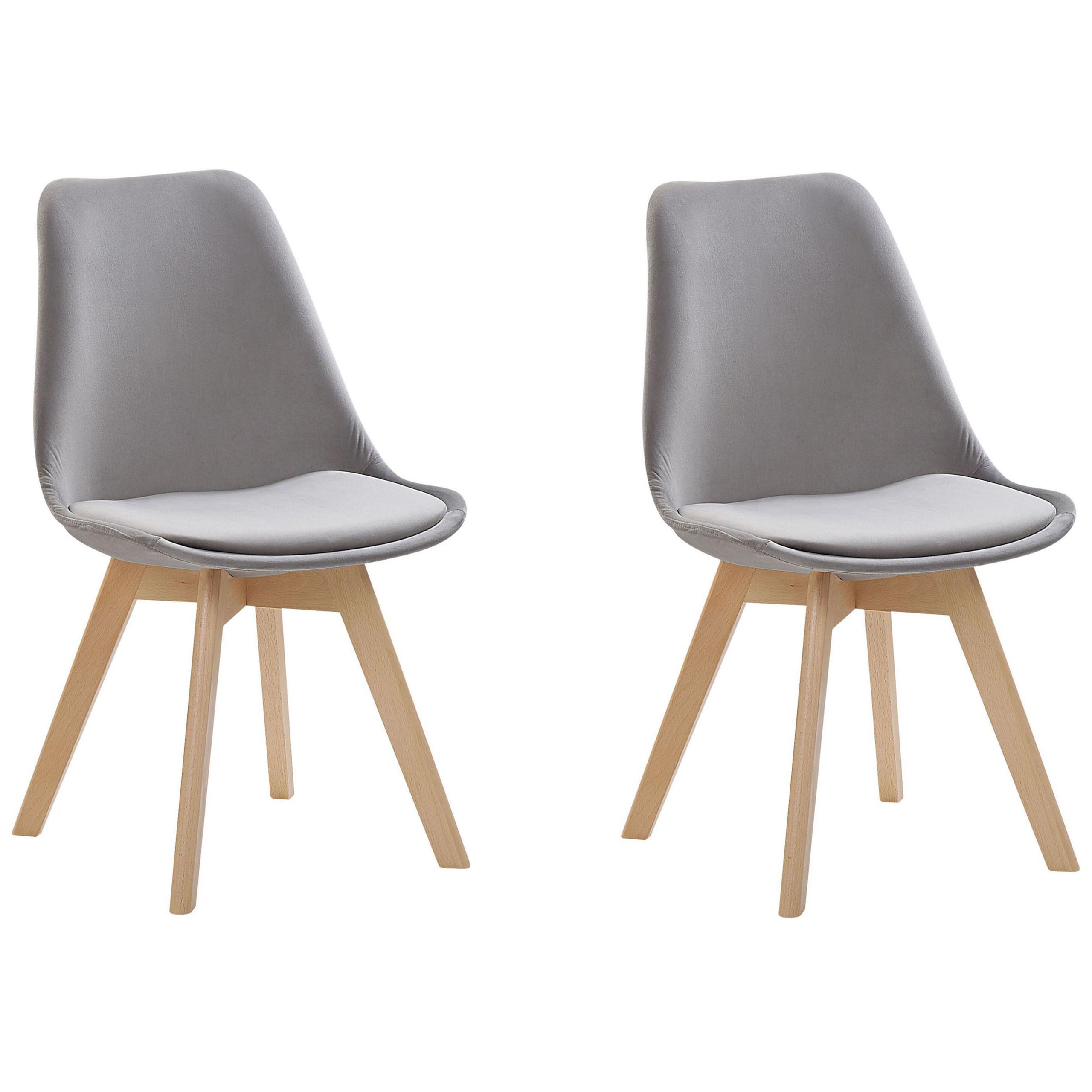 ESSZIMMERSTUHL 2er-Set Samtstoff Grau Dakota - Grau, Holz/Textil (47/82/57cm) - Beliani