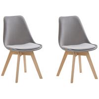 ESSZIMMERSTUHL 2er-Set Samtstoff Grau Dakota - Grau, Holz/Textil (47/82/57cm) - Beliani