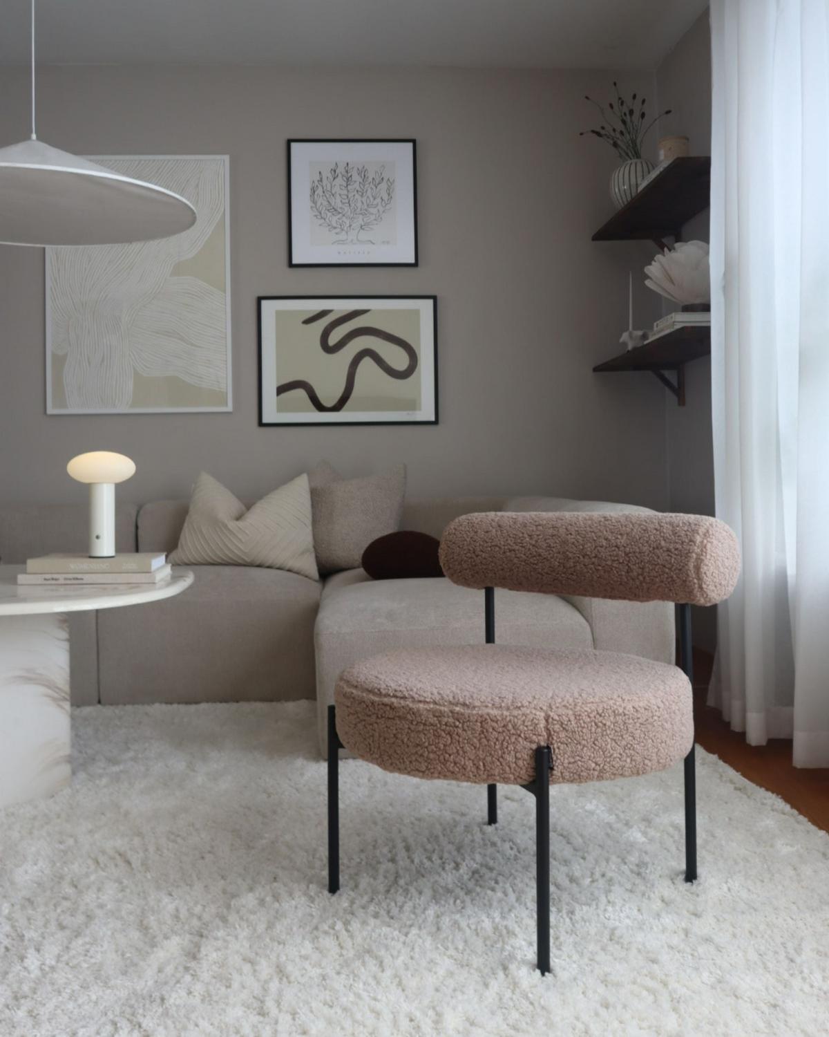 SESSEL Taupe Alpha - Taupe/Schwarz, Textil (60/66/60cm) - Beliani
