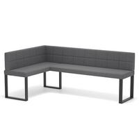 ECKBANK links SANA U Webstoff gesteppt, 128/168 cm Dunkelgrau - Dunkelgrau, Textil/Metall (128/168cm) - Idohome