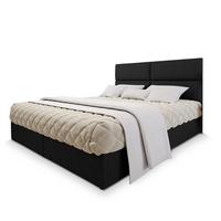 BOXBETT LONIS 200x200 cm mit Matratze und Topper, H2+H3 - Schwarz - Schwarz, Holz (200/200cm) - MASSENO