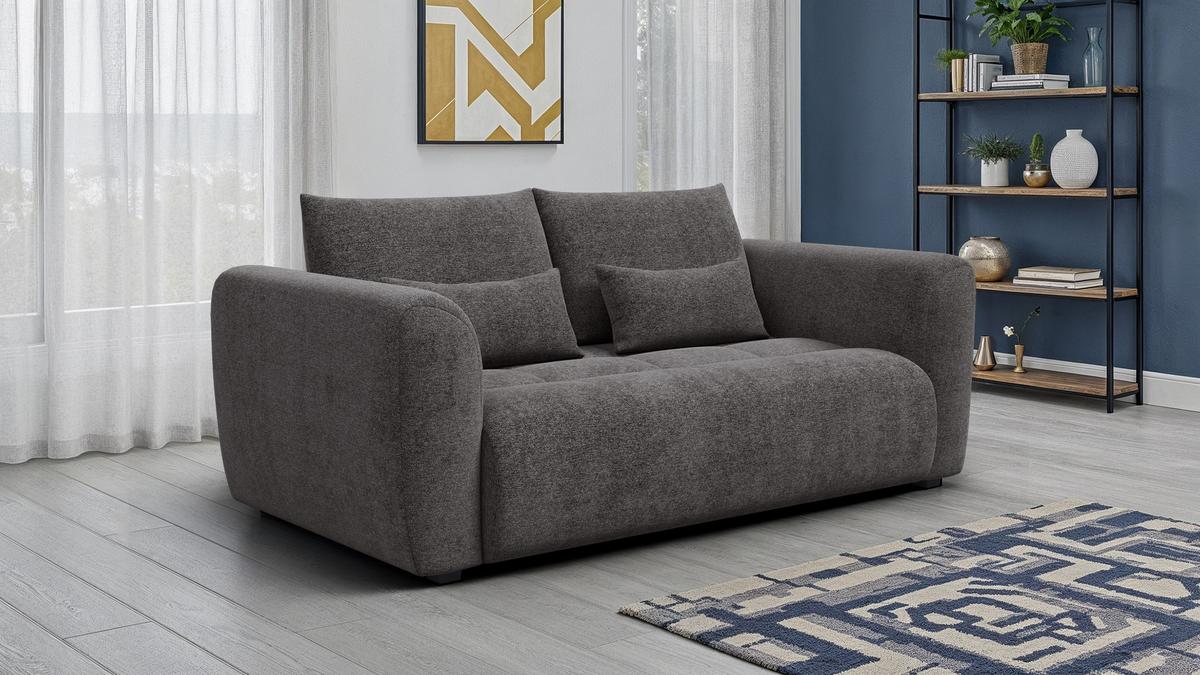 SOFA SORENO 3-Sitzer, dunkelgrau - Dunkelgrau/Schwarz, Holz/Textil (214/94/114cm) - Wozimo