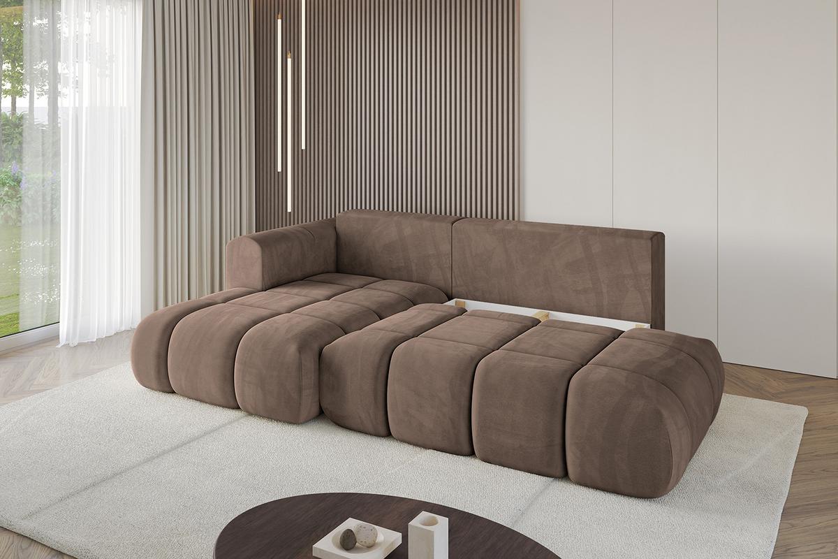 ECKSOFA Ottomane Links CLOUD-L-v1 280x185x90 Braun Velours - Braun, Holzwerkstoff/Kunststoff (180/289cm) - ALTDECOR