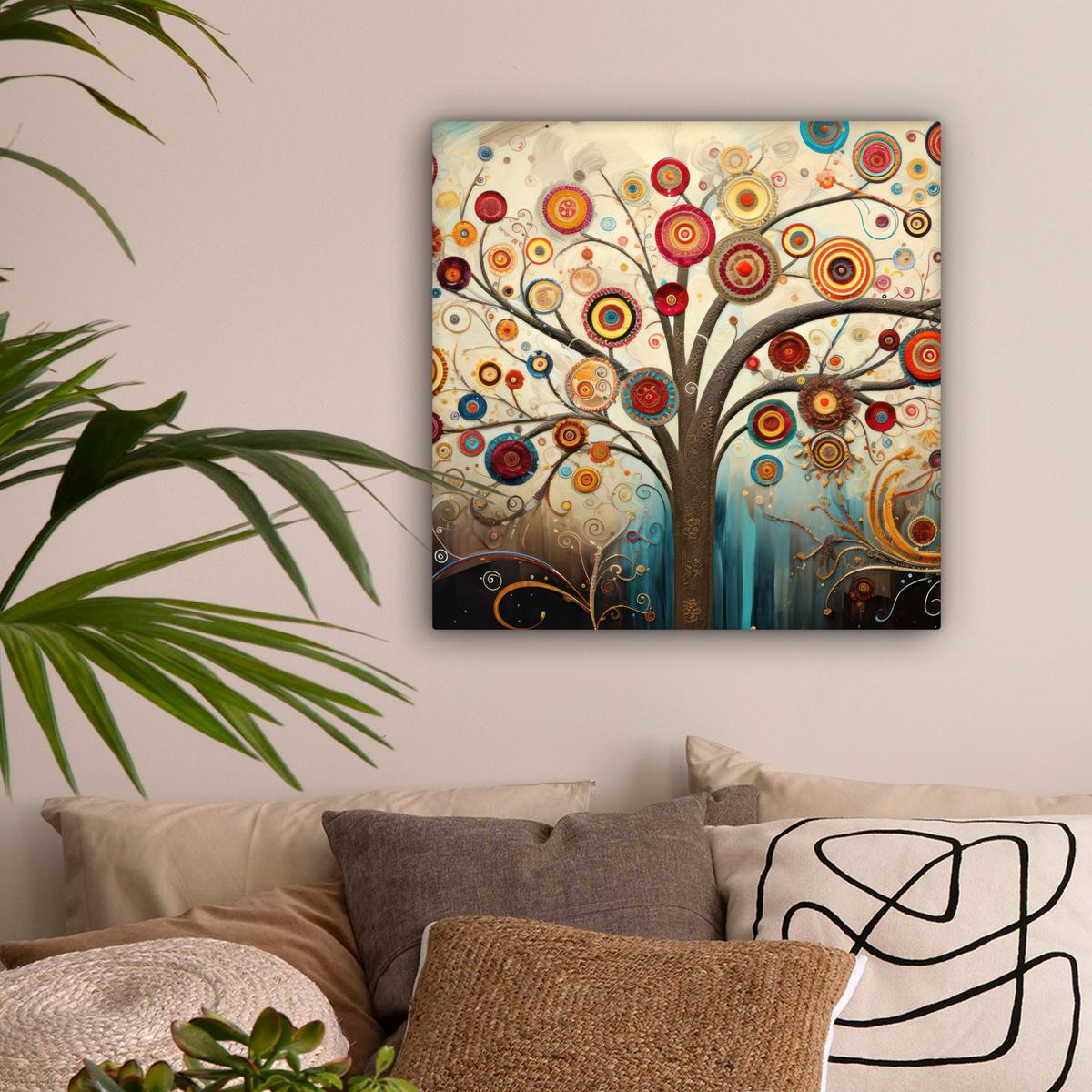 LEINWANDBILD Baum - Baum des Lebens - Farbe Wandbild Wohnzimmer 50x50 cm - Braun, Textil (50/50cm) - MuchoWow