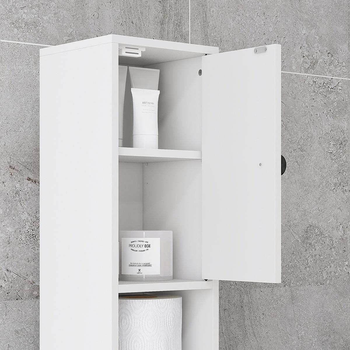 BADEZIMMERSCHRANK Spanplatte Weiß - Weiß, Karton (20/180/20cm) - Kleankin