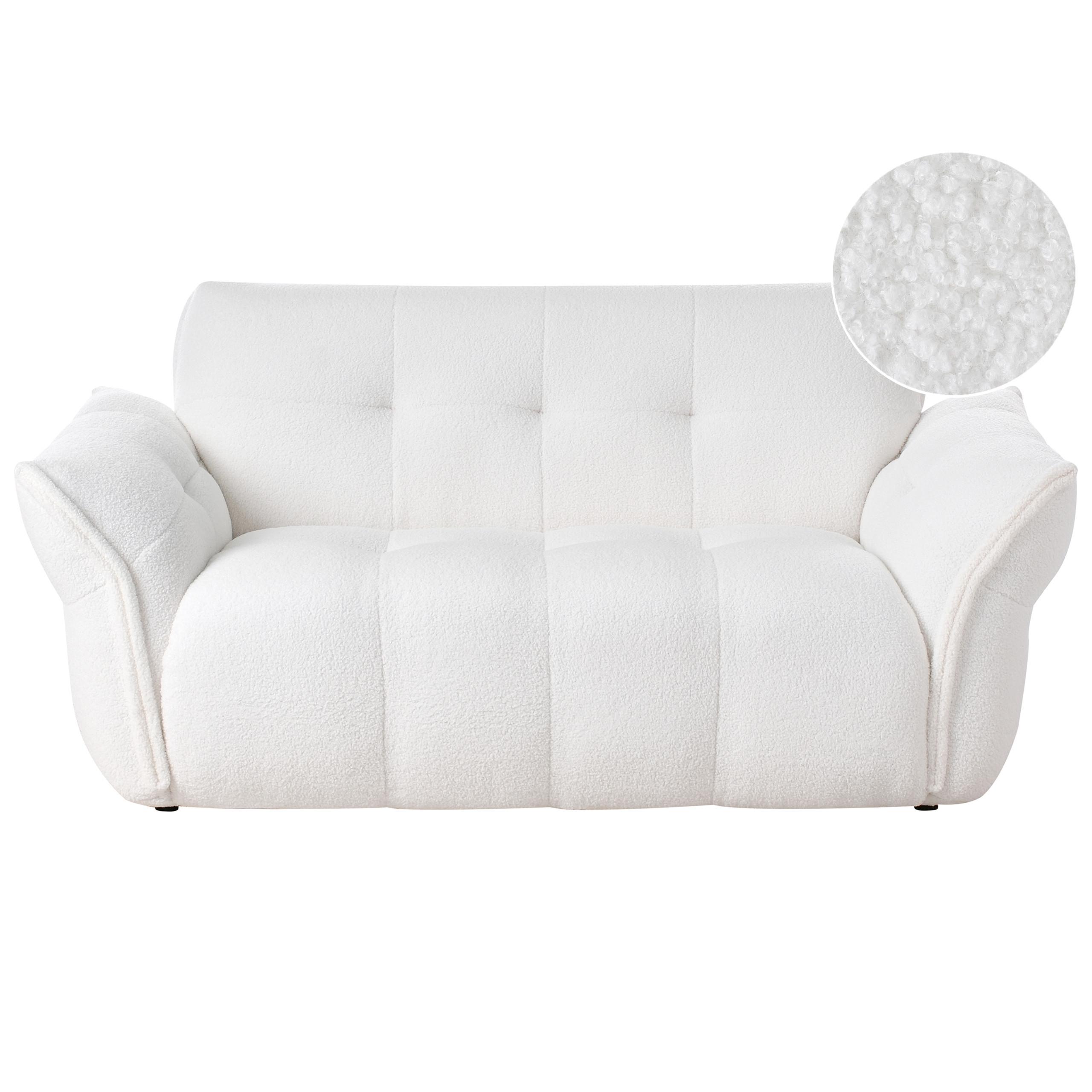 2-SITZER-SOFA Bouclé Weiß Halba - Weiß, Textil (174/80/85cm) - Beliani