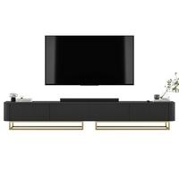 TV-LOWBOARD 2er-Set Aurora Schwarz matt 280 cm mit Metallrahmen - Goldfarben/Schwarz, Holzwerkstoff/Metall (280/44/35cm) - Meble Lindner