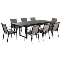 GARTENMÖBEL SET 8-Sitzer Aluminium schwarz/grau Valcanetto/Busseto - Schwarz/Grau, Metall - Beliani