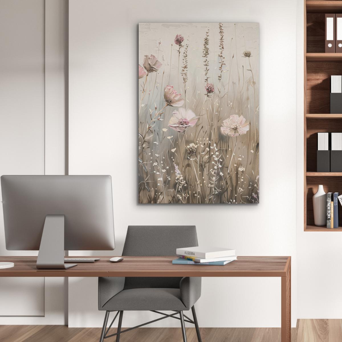 AKUSTIKBILD Blumen - Rosa - Modern - Beige Wanddeko 70x100 cm - Beige, Kunststoff (70/100/0.9cm) - MuchoWow