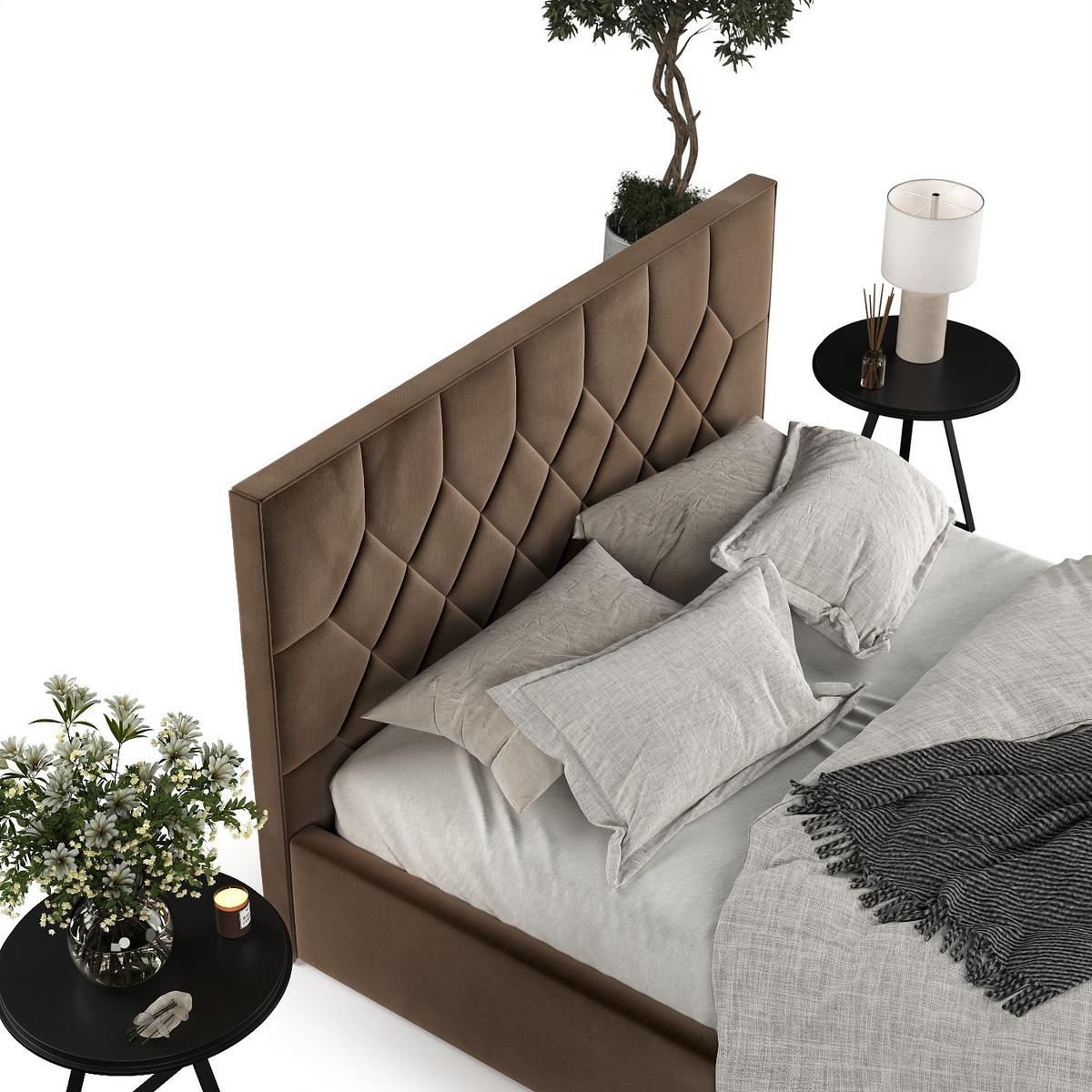 POLSTERBETT Brisa 160/200 cm Braun im Kronos Stoff - Schwarz/Naturfarben, Holz/Holzwerkstoff (160/200cm) - AltaBeds