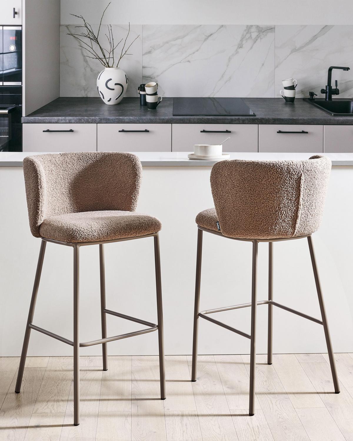 BARSTÜHLEN 2er-Set Braun Mina II - Braun, Textil (52/98/46cm) - Beliani
