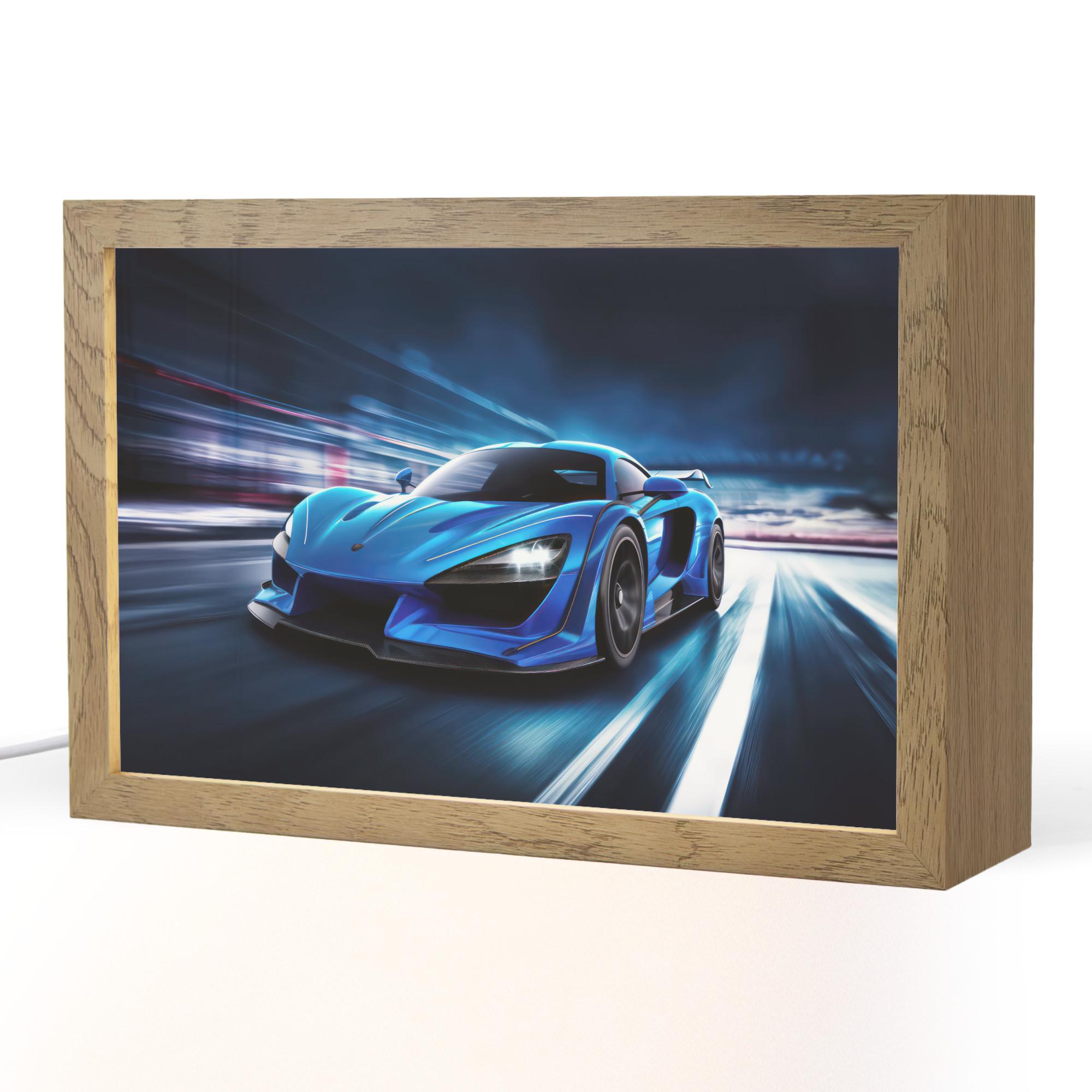 NACHTTISCHLAMPE Auto - Blau - Jungen - Kind 30x20 cm - Blau, Holzwerkstoff (8/30/20cm) - OnlyWow