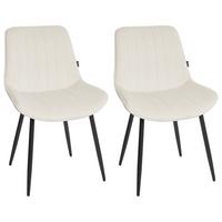 ESSZIMMERSTUHL 2er-Set Samtstoff Helles Beige Dubrovnik - Creme/Schwarz, Textil (53/81/58cm) - Beliani