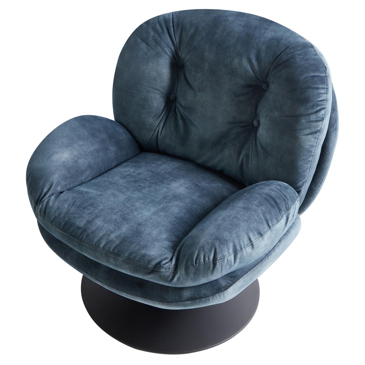 DREHSESSEL Dunkelblau Nolvik - Schwarz/Dunkelblau, Textil/Metall (82/82/85cm) - Beliani