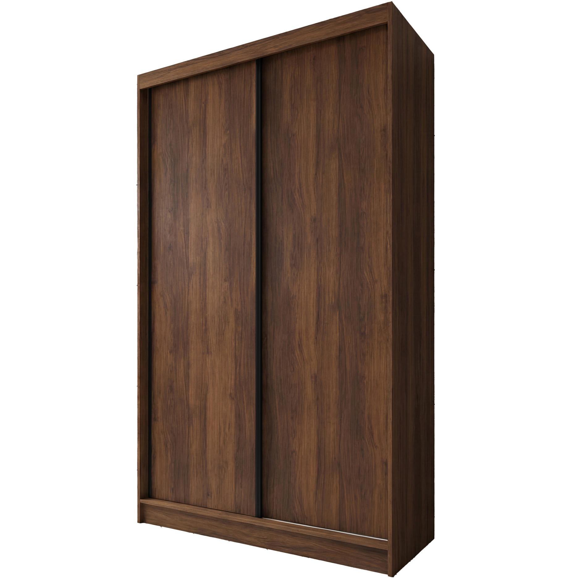SCHWEBETÜRENSCHRANK Mario II mit Schubladen, ohne Spiegel 120/216/61 Walnuss - Walnussfarben, Holzwerkstoff (120/216/61cm) - Beautysofa