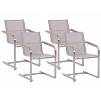GARTENSTUHL 4er-Set Edelstahl beige Cosoleto - Beige, Metall (56/85/55cm) - Beliani