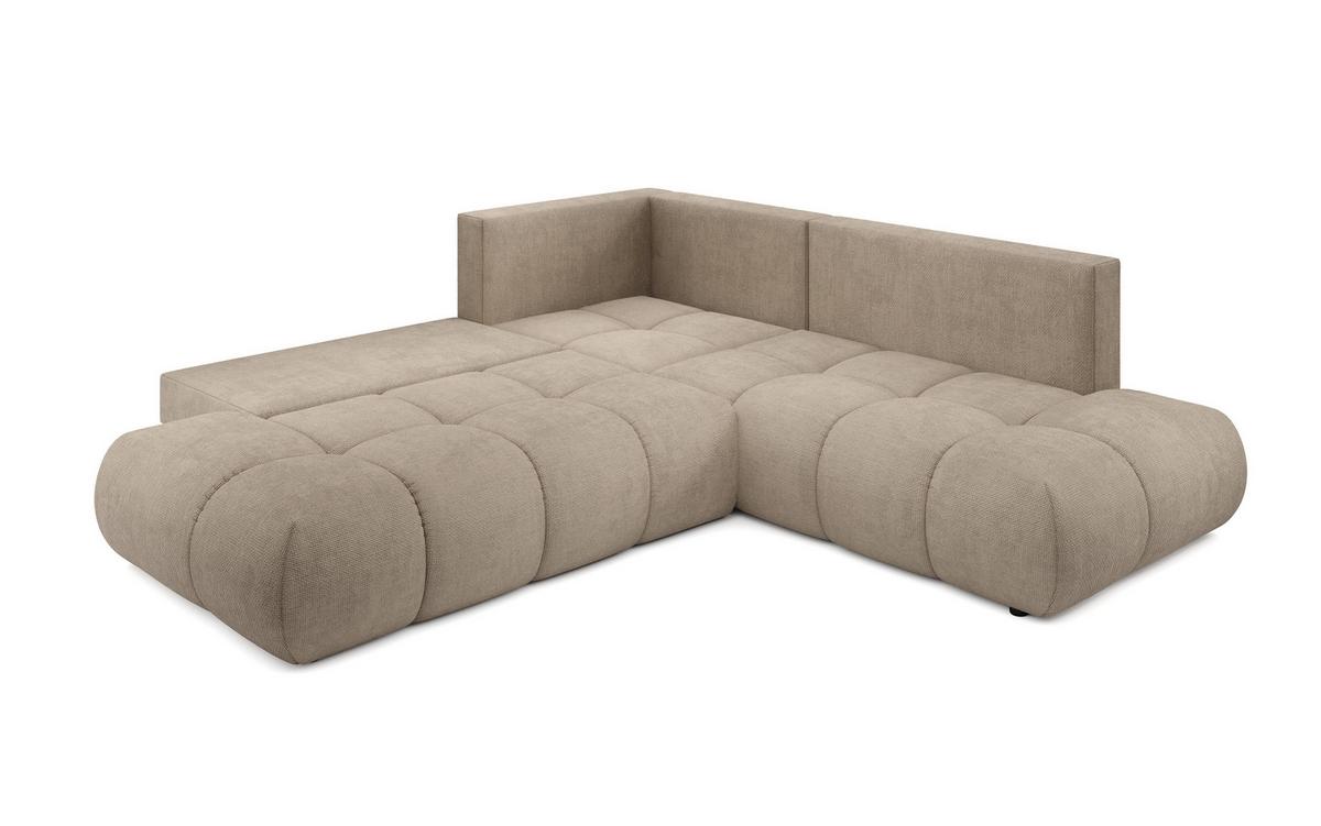 ECKSOFA DUCA II R-S Grau Chenille mit Schlaffunktion - Sandfarben, Holz (266.5/266.5cm) - MASSENO