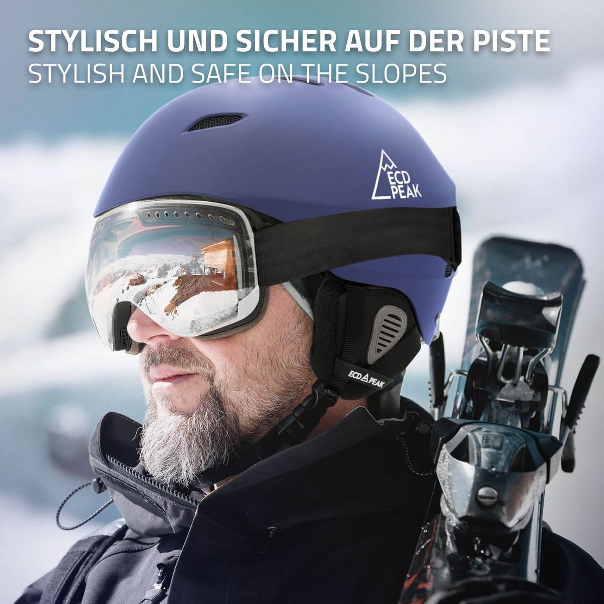 SKIHELM für Herren und Damen Snowboardhelm robust Blau M 55-58 cm - Blau, Kunststoff (29/23cm) - ECD-Germany