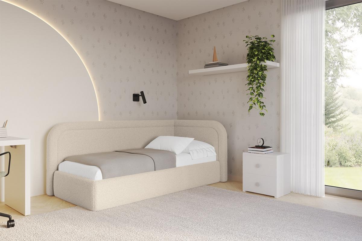 EINZELLBETT Jugendbett mit Bettkasten, Links - JOVY 90x200 Dunkelbeige - Cappuccino, Holzwerkstoff/Textil (90/200cm) - ALTDECOR