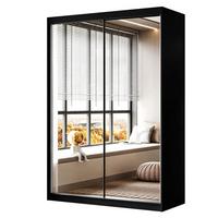 SCHIEBESCHRANK CAMARO III mit Spiegel 150 cm Schwarz - Schwarz, Holzwerkstoff (150/215/59cm) - Lookway