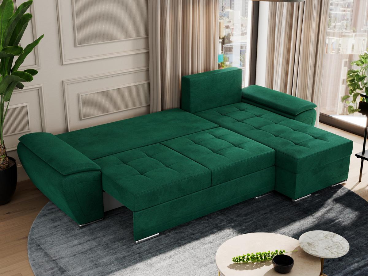 ECKSOFA UMBRIA L Dunkelgrün Velvet - Dunkelgrün/Grau, Textil (271/157cm) - MKS