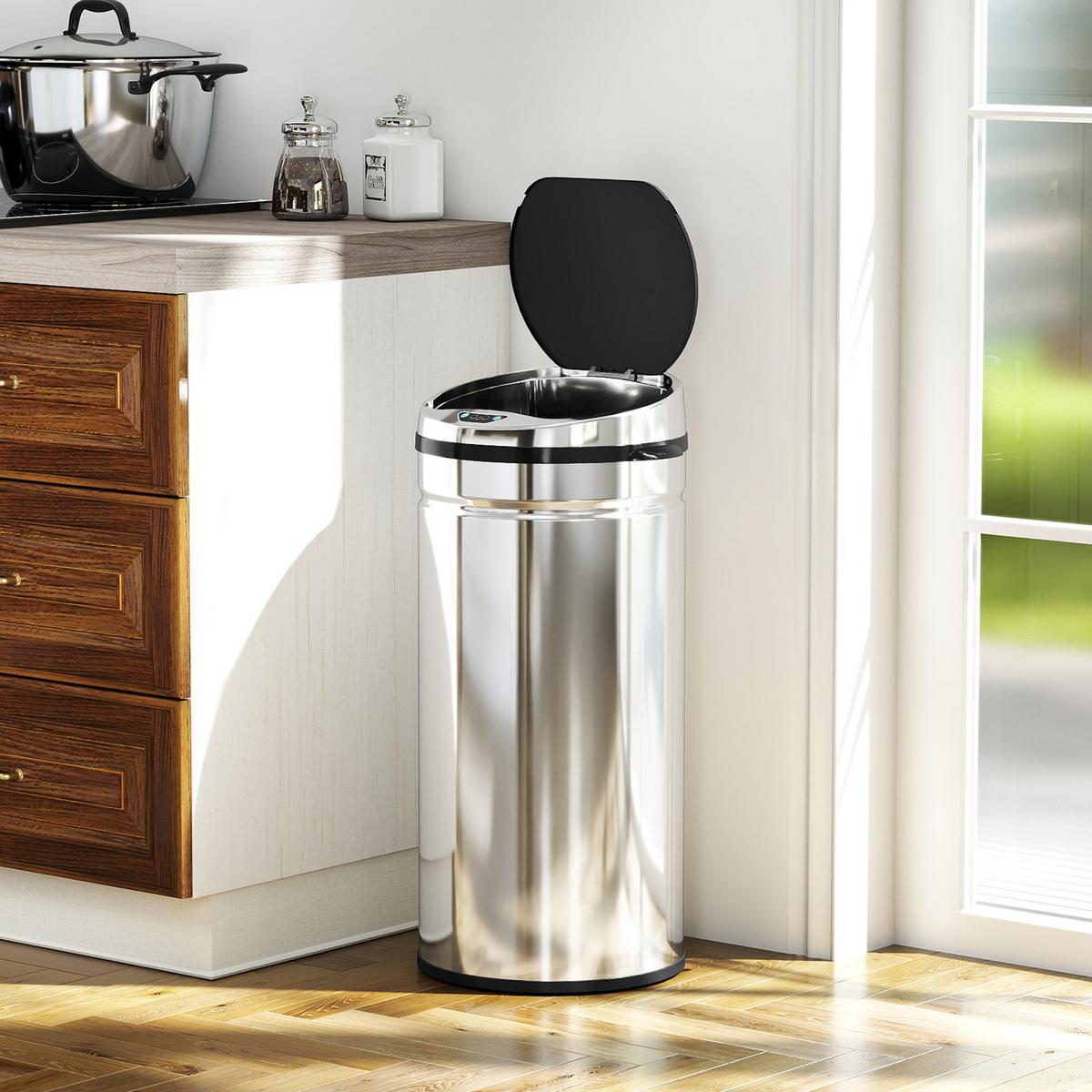 SENSOR-MÜLLEIMER Edelstahl ABS Silber - Silberfarben, Metall (30.5/68/30.5cm) - HOMCOM
