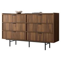 KOMMODE Edison 6S - Nussbaumfarben/Schwarz, Holzwerkstoff/Metall (150/90/40cm) - MIRJAN24