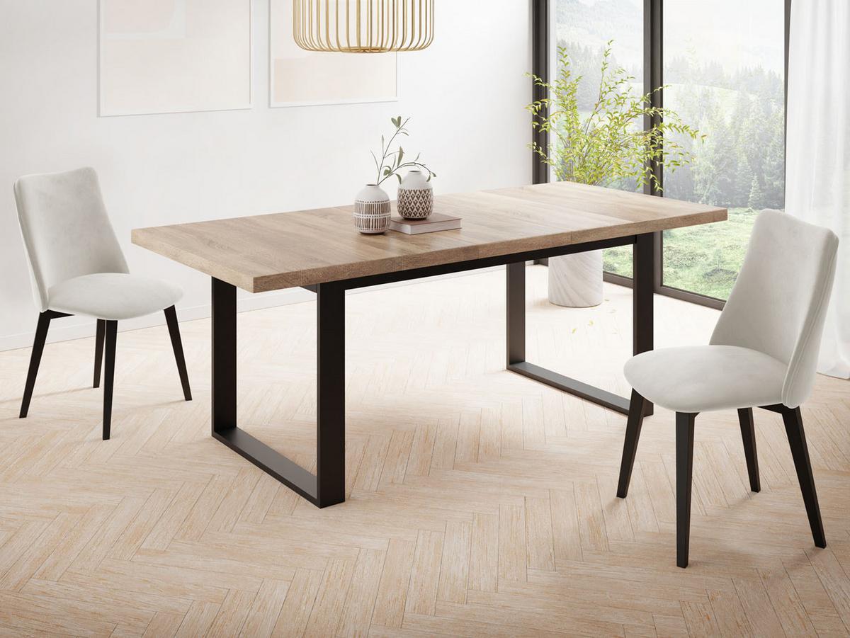 ESSTISCH Valentino rechteckig ausziehbar, Sonoma Eiche 140/180/80/75 cm - Schwarz/Sonoma Eiche, Holzwerkstoff/Metall (80/180/75cm) - WFL GROUP