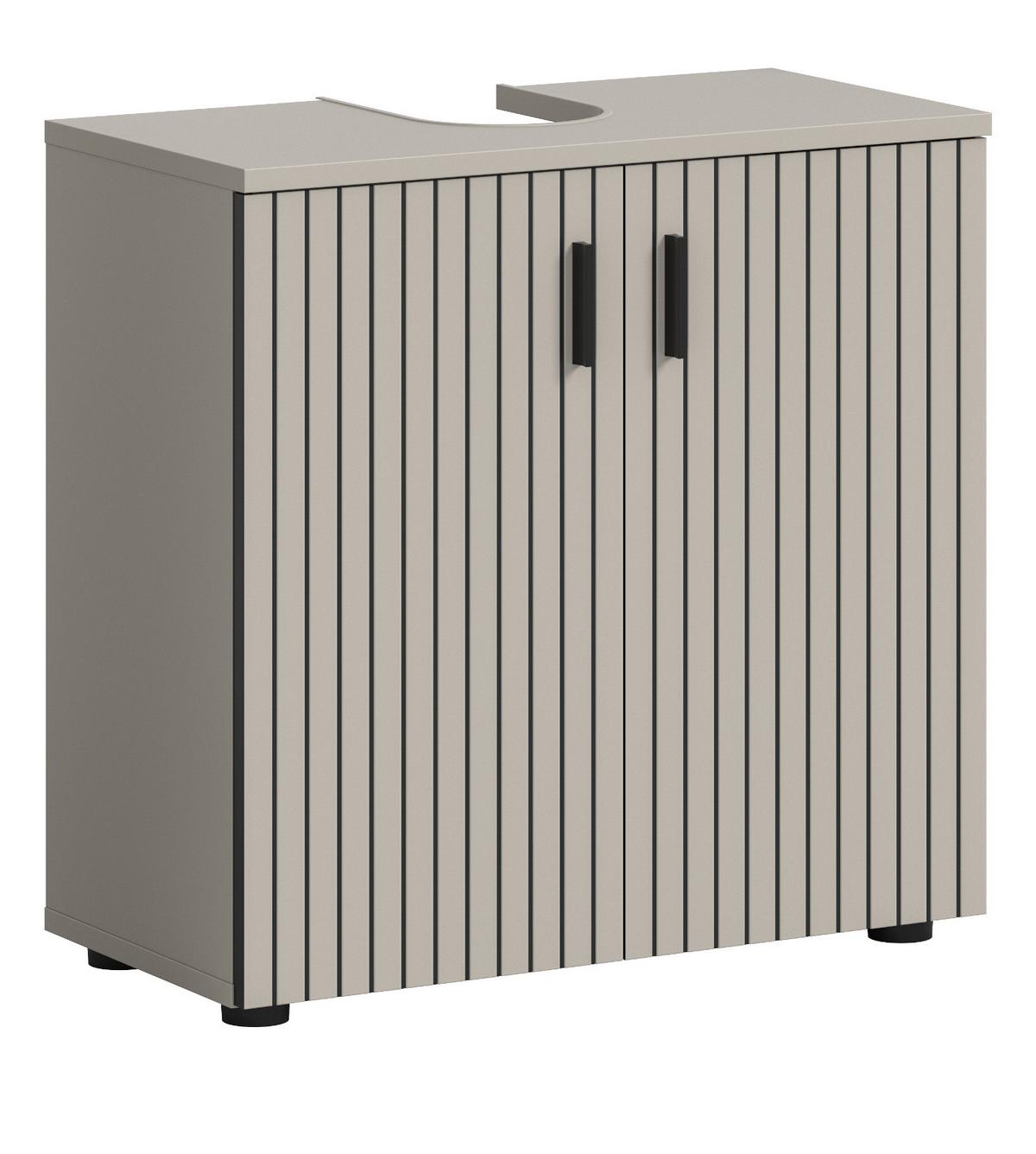 WASCHBECKENUNTERSCHRANK kaschmir 60 cm, Badezimmer Unterschrank 2-türig - Kaschmir/Schwarz, Holzwerkstoff/Kunststoff (60/59/30cm) - Inn.Furn