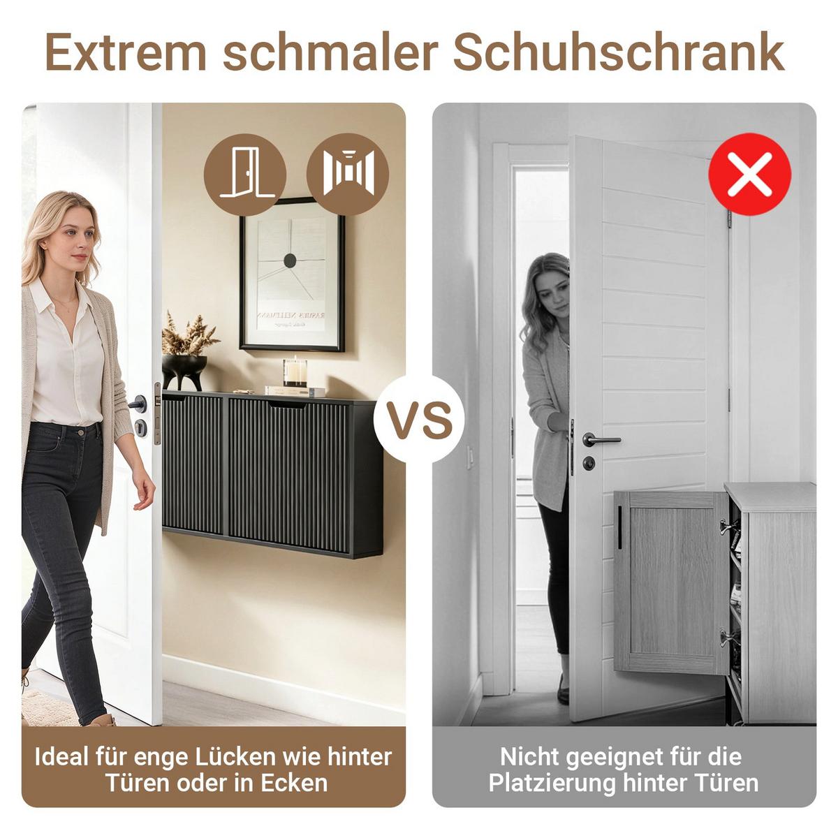 SCHUHSCHRANK Schmal, Schuhkipper Schwarz 50x100x19cm - Schwarz, Holzwerkstoff (19/100/50cm) - SoBuy