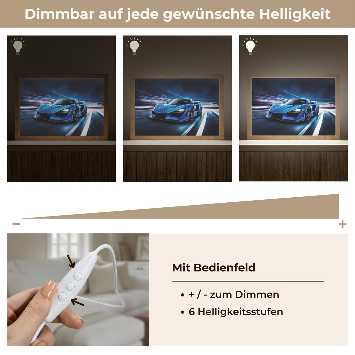 WANDLEUCHTE Auto - Blau - Jungen - Kind 30x20 cm - Blau, Holzwerkstoff (30/20/8cm) - OnlyWow