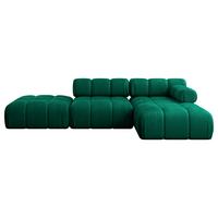 ECKSOFA modulares Sofa Lizur-L1 - 285x160x70 cm Dunkelgrün Velours - Dunkelgrün, Holzwerkstoff/Textil (285/160cm) - ALTDECOR