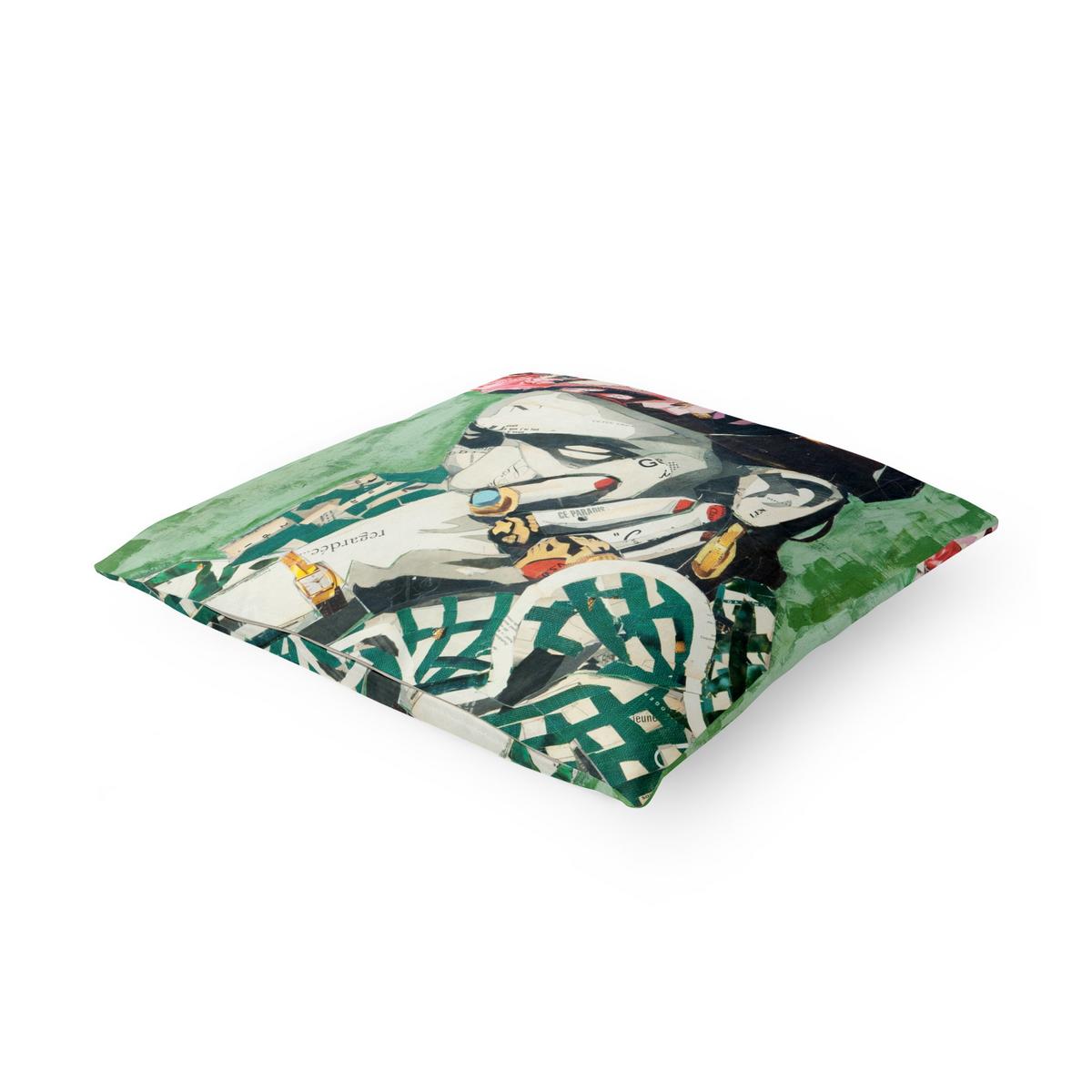 KISSENBEZUG Frida Kahlo - Collage No.3 40/40 cm - Grün, Textil (40/40cm) - Bilderwelten