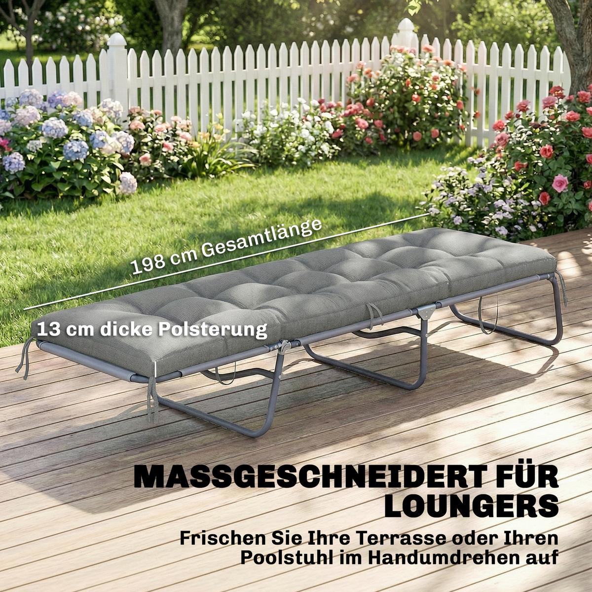 SITZKISSEN aus Polyester & PP-Baumwolle Hellgrau - Hellgrau, Textil (65/13/198cm) - Outsunny