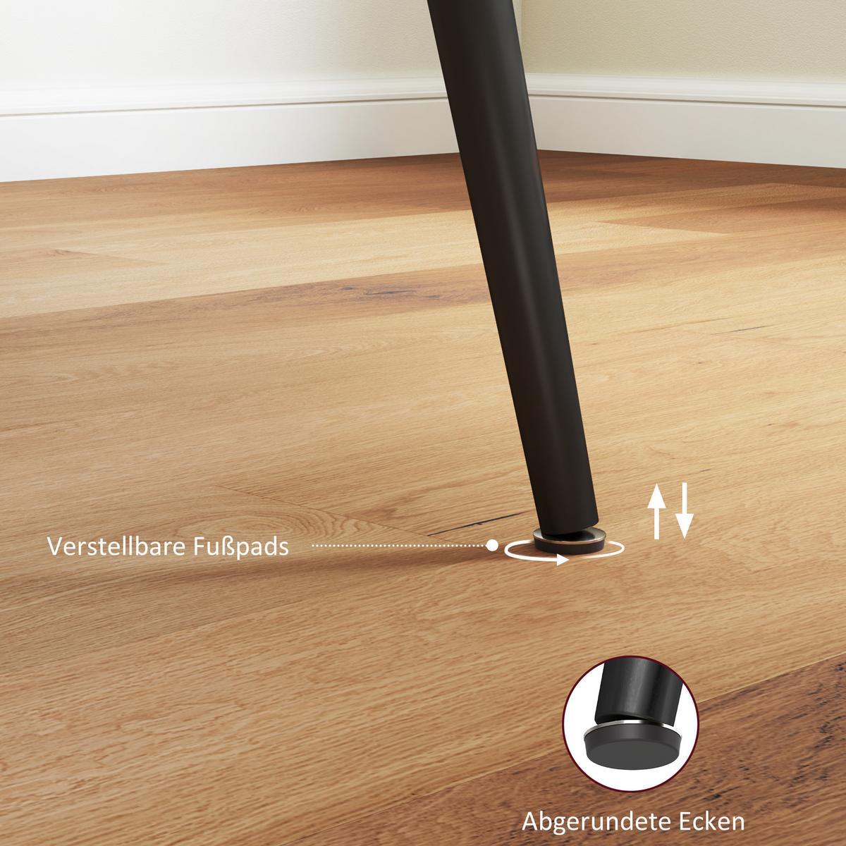 ESSTISCH ausziehbar 120/160 x 75 cm Küchentisch für 6-8 Personen Stahl, Natur - Schwarz/Naturfarben, Holzwerkstoff/Metall (160/75/77cm) - HOMCOM