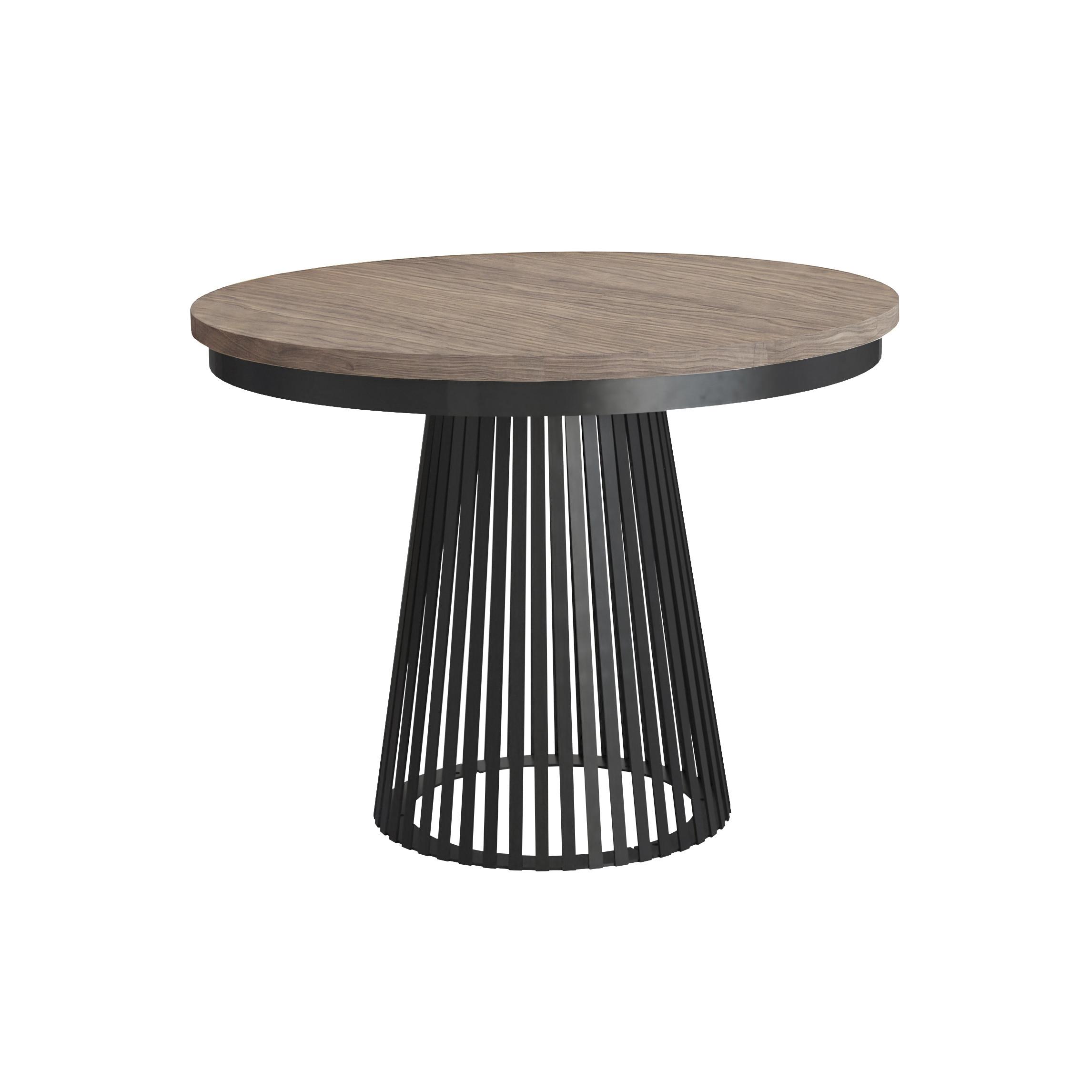 ESSTISCH Lumi, Runder, ausziehbar auf 180 cm, mit Metallbeinen, Walnussfarben+Schwarz - Kaschmir/Walnussfarben, Metall (100/100/77cm) - Beautysofa
