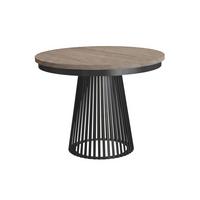 ESSTISCH Lumi, Runder, ausziehbar auf 180 cm, mit Metallbeinen, Walnussfarben+Schwarz - Kaschmir/Walnussfarben, Metall (100/100/77cm) - Beautysofa