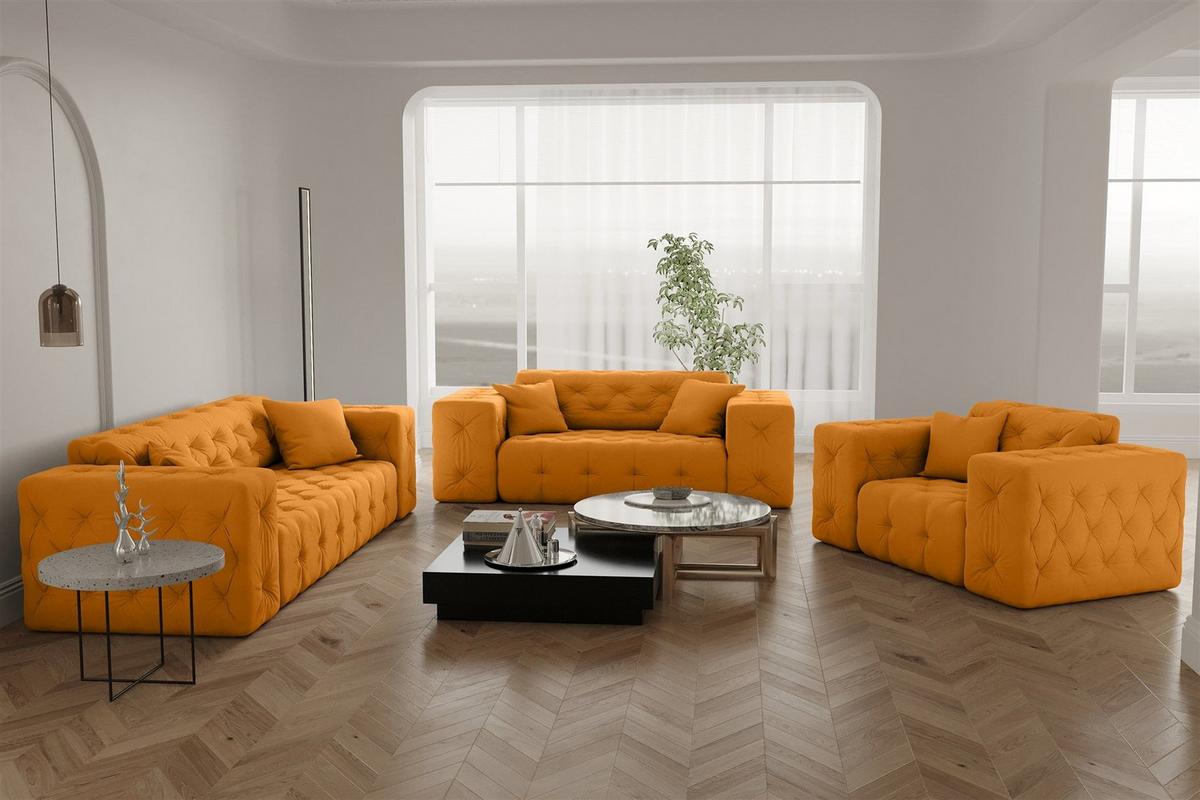 SOFA 2-sitzer Chantal - Gelb, Holzwerkstoff/Textil (186/78/96cm) - Fun Möbel