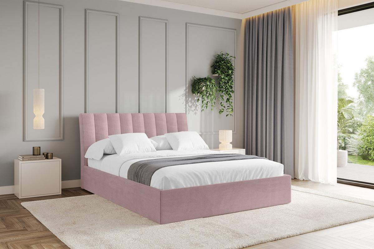POLSTERBETT mit Bettkasten und Lattenrost, Boxbett ohne Matratze - ILAN 140x200 Rosa - Rosa, Holzwerkstoff/Textil (140/200cm) - ALTDECOR