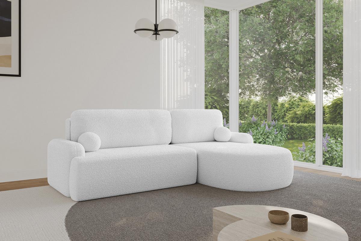 ECKSOFA mit Schlaffunktion und Bettkasten LIRA-L - 264x172x89 Weiß - Weiß, Holzwerkstoff/Textil (172/264cm) - ALTDECOR
