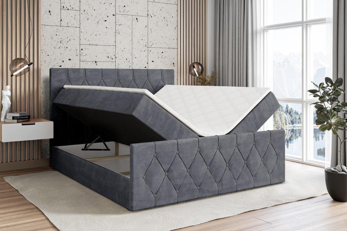 BOXBETT VELANTO-Z - 140 x 200 - H4 - Dunkelgrau - Dunkelgrau, Holzwerkstoff (140/200cm) - ALTDECOR
