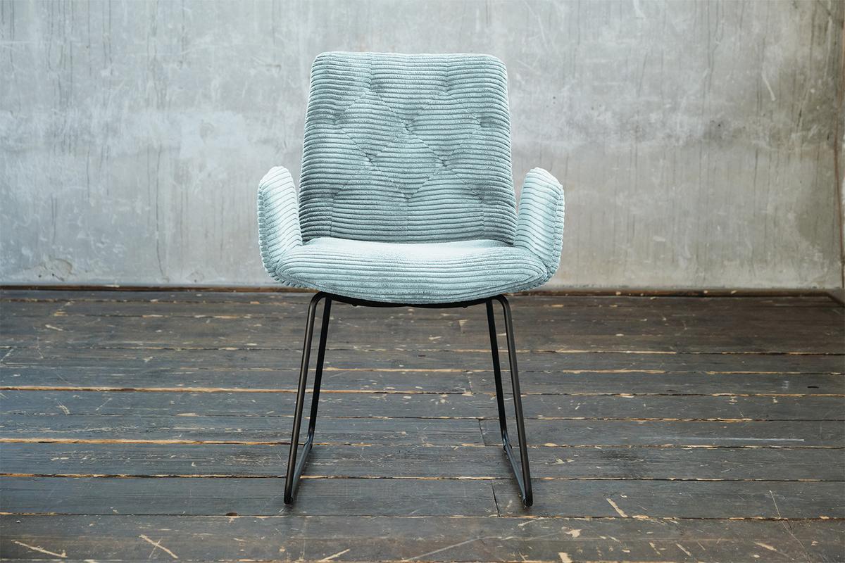 STUHL NEW CHARME Hellblau Cord (1er-Set) - Hellblau, Textil (59/87/66cm) - KAWOLA