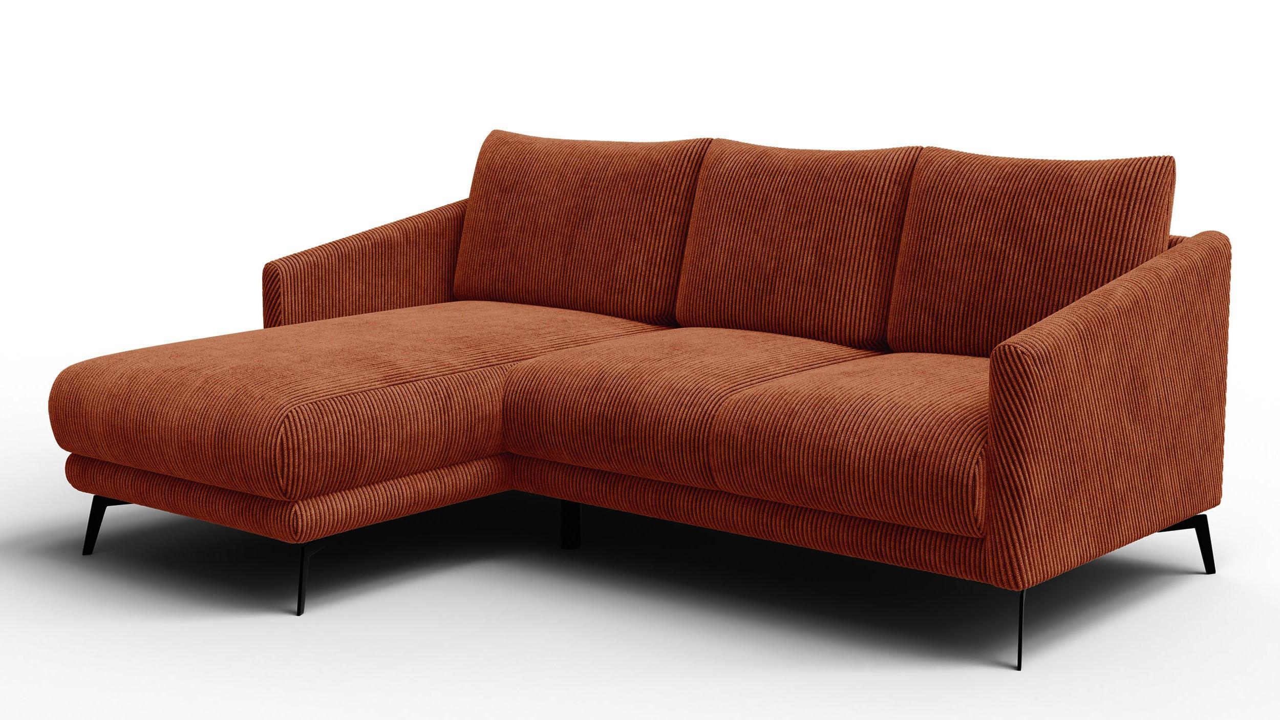ECKSOFA VILT 3-Sitzer, orange - Schwarz/Orange, Holzwerkstoff/Textil (221/156cm) - Wozimo