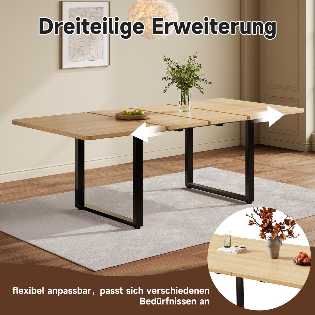 ESSTISCH AUSZIEHBARER 140-220 cm Eiche & Metall – Moderner Esszimmertisch für 6-10 Personen mit Schwerlast-Auszug - Sonoma Eiche, Holzwerkstoff (80/220/75cm) - Urban Meuble