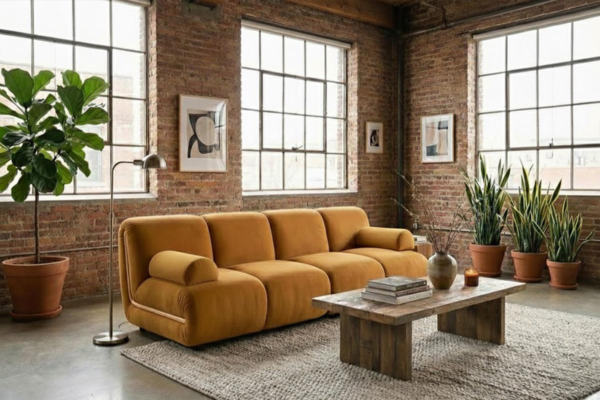 MODULSOFA LAYLA Gelb Velvet - Gelb/Schwarz, Buchenholz/Textil (183/74/99cm) - KAWOLA