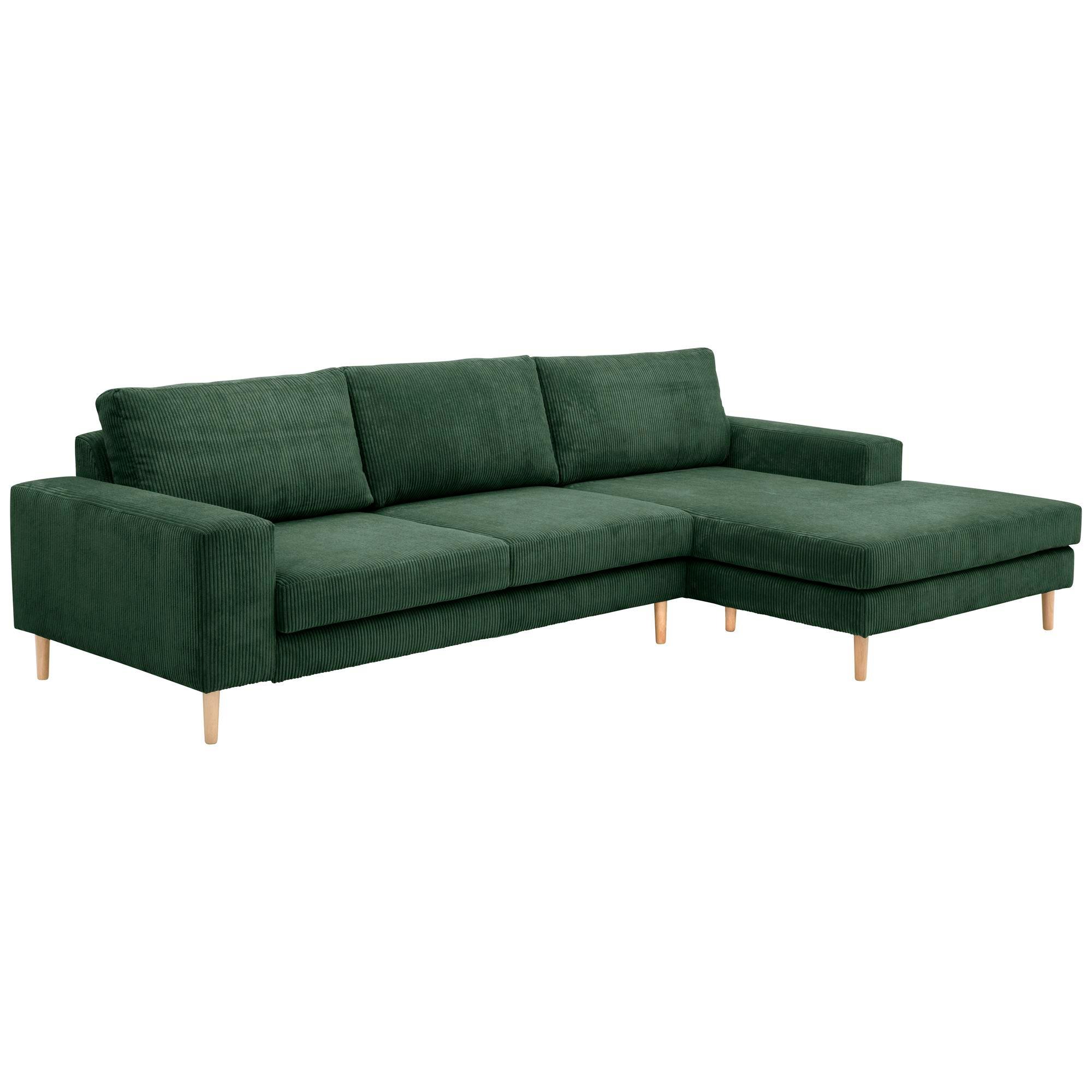SOFA mit Longchair rechts Kaylynn Cordstoff dunkelgrün - Dunkelgrün, Kunststoff (175/294cm) - 58aufmkessel