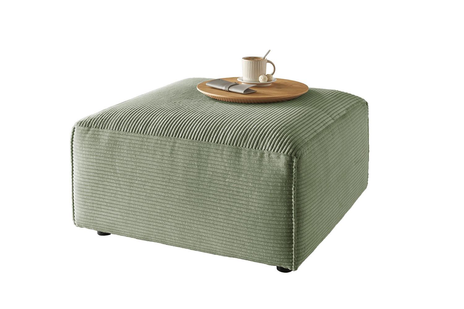 POLSTERHOCKER RANI Grün Cord - Schwarz/Olivgrün, Kunststoff/Textil (80/42/80cm) - KAWOLA