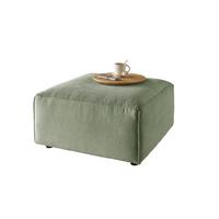 POLSTERHOCKER RANI Grün Cord - Schwarz/Olivgrün, Kunststoff/Textil (80/42/80cm) - KAWOLA