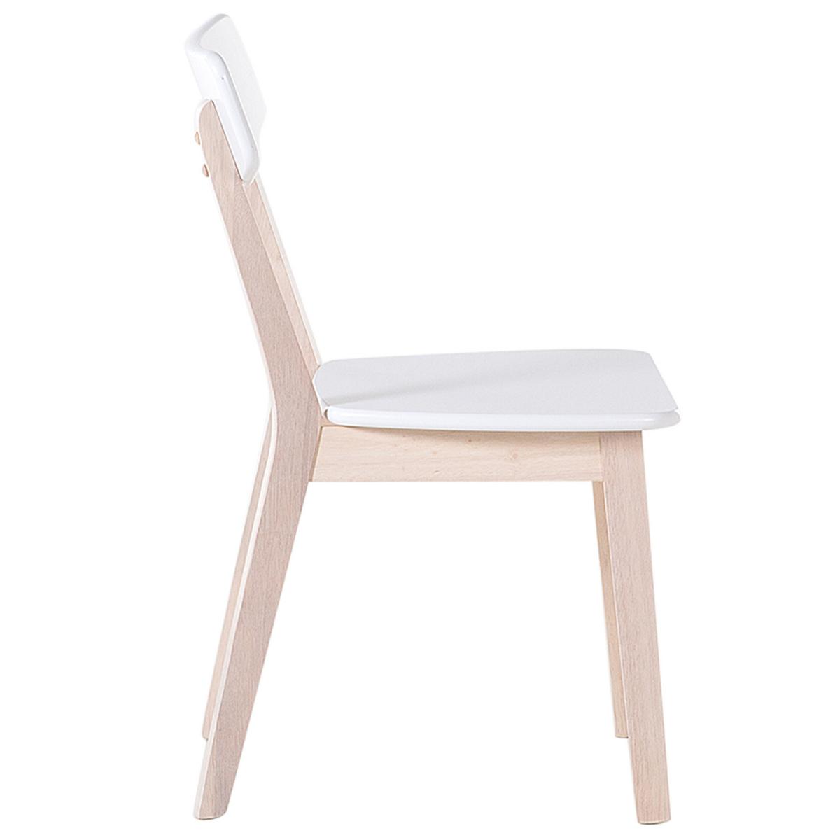 ESSZIMMERSTUHL 2er-Set Gummibaumholz Hellbraun/Weiß Santos - Weiß, Holz/Holzwerkstoff (44/76/49cm) - Beliani